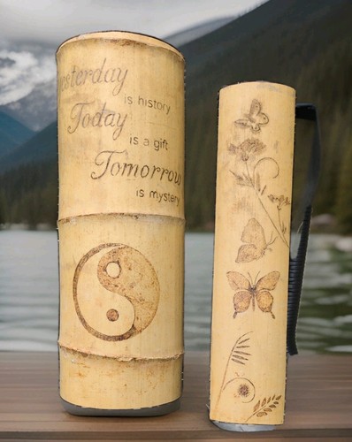 Bamboo pyrography wall - pyrography,