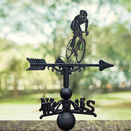 Cast iron cyclist weathervane - cast,