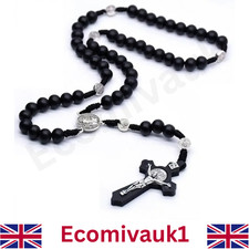 Religious Wooden Antique Black Cross Rosary Car Pendant Jesus Saint Benedict