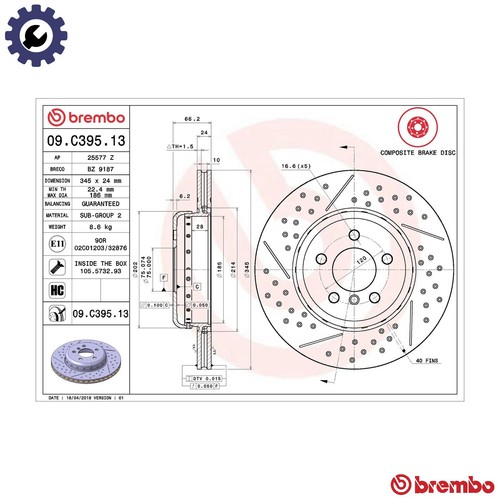Brake disc c395 - 2x, for