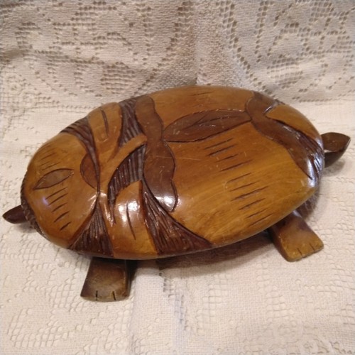 Vintage wooden turtle - wooden, handmade