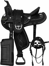 New Western Synthetic Barrel Racing Equestrian Trail Horse Saddle With Girth .