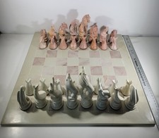 18''Large African High Quality Animal Soapstone Chess Set #10 Hand Carved, Kenya