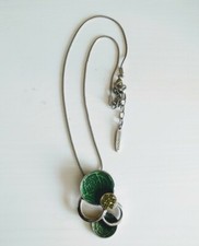 Silver necklace by Anna Nova with enamelled green pendant chain