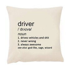 Driver Cushion Cover Funny 50cm Square Beige Driving Taxi Lorry Van Work Job