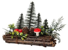 Rustic Woodland Christmas Centrepiece with Mini Pine Trees Pinecones Mushrooms