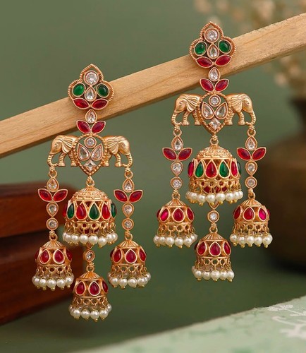 Premium gold jhumka earrings - premium,