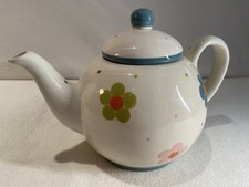 Gabriella Miller Designs Flower & Dots Pattern Teapot with Lid, Retro, Classic