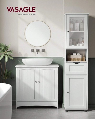 White tall bathroom - bathroom, cabinet