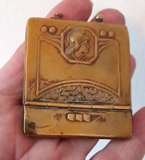 ANTIQUE ART NOUVEAU / SECESSIONIST BRASS NEEDLE CASE MINERVA HEAD PURSE SHAPED