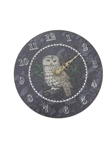 Rustic woodland owl wall clock - rustic,