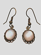 Sea Gems MOP earrings Antiqued