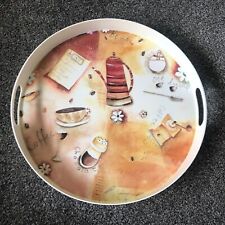 Retro Quality By Design "Rayware" Large Round Handled Serving Tray 36cm Diameter