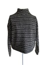 New Look Women’s Jumper Size 10 Black Mix High Neck Long Sleeved Short Length