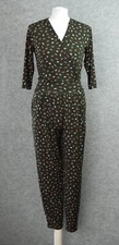 Kim & Co Brazil Lips Print 3/4 Sleeve Crossover Jumpsuit Thyme Size XS