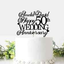 Personalised Happy 50th Wedding Anniversary Glitter Cake Topper 25th 30th 40th