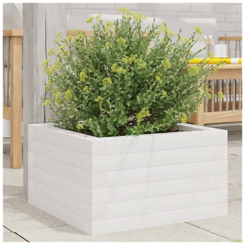 Wooden garden planter - wooden, white