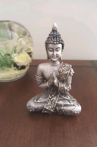 Buddha statue ceramic silver - statue,