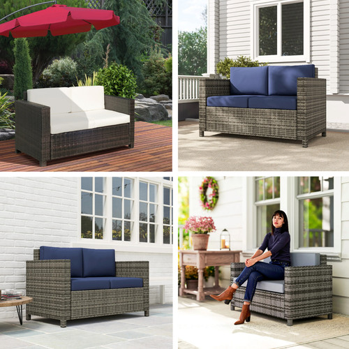 Garden rattan wicker loveseat - rattan,