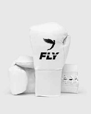 Fly X Boxing Gloves Lace up Type White Pro Sparring Gloves in Cowhide Leather
