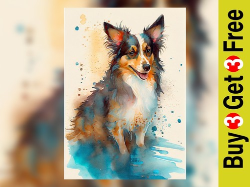 Vibrant sheltie watercolor - vibrant,