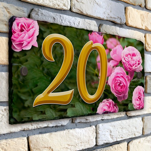 Roses house number slate - number, name