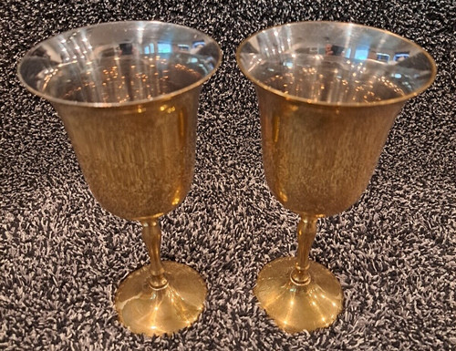 Brass silver wine goblets - silver,