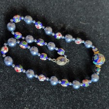 Vintage Chinese cloisonné beaded necklace with sterling silver 925 clasp (VB4)