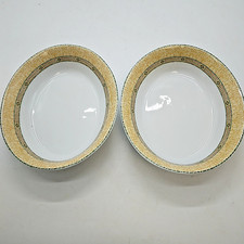 Set of 2 Wedgwood Home "Florence" Oval Bowls Mosaic Design Fine Porcelain 9.5"