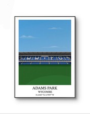 Wycombe Wanderers Football Poster, Adams Park Poster, Wycombe Stadium Print A4