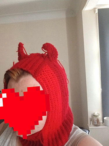 Red knit balaclava - knit,