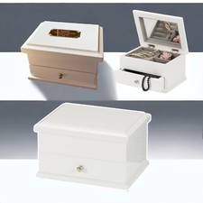 Personalised White Wooden Jewellery Box With Drawer & Internal Mirror