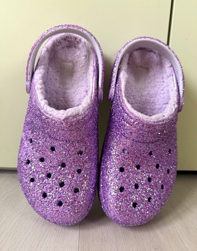 Crocs purple glitter faux fur - purple,