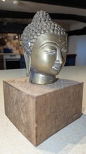 Buddha Head - Antique  19 th Century Thai  Sukhothai Mounted Brass / Bronze 