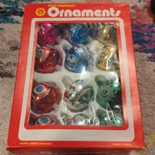 vintage 1970s swan shatterproof christmas baubles box of 12