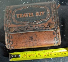 Vintage Leather Travel Kit Shoe Shine Polish Brush Set