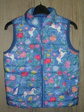 Joules Girls Blue Pony Print Reversible Quilted Gilet Coat Jacket Age 5 110cm
