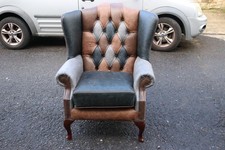 High Back Chair Never Been Used Real Leather Patchwork Made in UK RRP £759