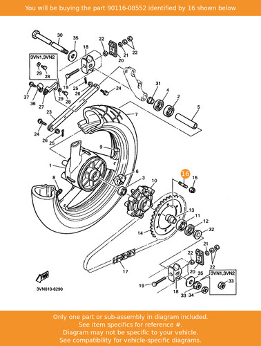 Yamaha bolt stud - stud,, 90116-08552