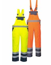 Hi Vis Contrast Waterproof Overall Bib and Brace Dungarees Viz Workwear Jumpsuit