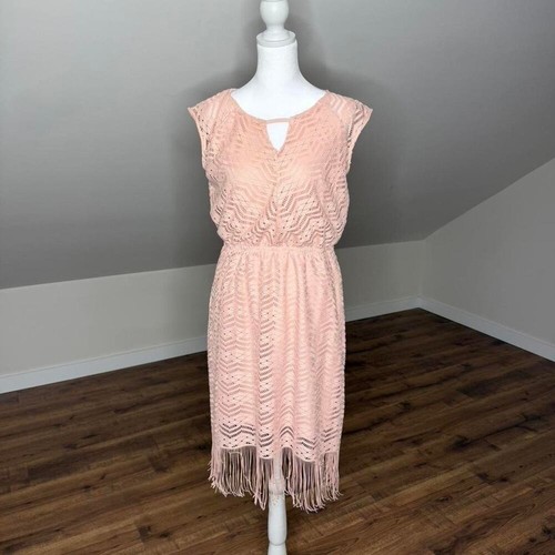 Blush pink lace fringe flapper - blush,