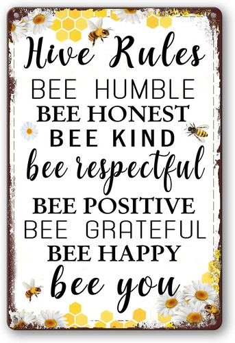 Bee hive rules sign x - bee, sign,