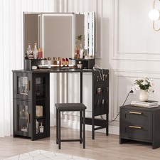 Corner Vanity Desk with Stool