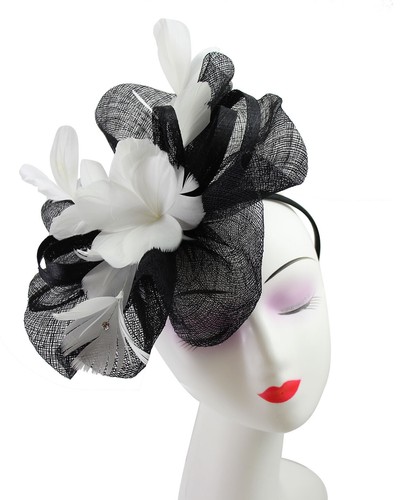 Large flower feather hair - flower, hat