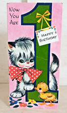 Vintage Baby Kitten Cat Duck