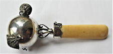 VINTAGE ORIGINAL SILVER  BABY'S RATTLE TEETHER NEEDING  REPAIRS -  MISSING BELLS