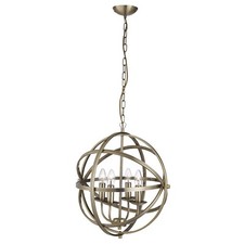 4 Lights Antique Brass Finish Spherical Ceiling Pendant Light Fitting Home Light