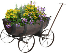 Large Wagon Wheelbarrow Flower Planter Outdoor Garden Ornament Stand Decor Cart