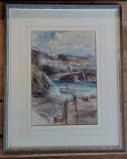 Nice Vintage Watercolour Painting ,Impressionist Harbour Scene Unsigned