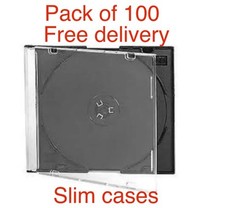 100 x Slim Jewel Cases for DVD or CD 5.2 mm Clear Plastic with Black Tray